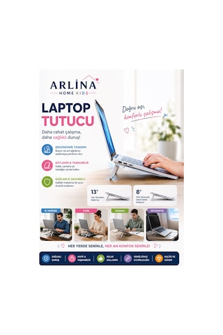 Katlanabilir Yükseltici Laptop Standı Gri
