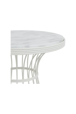 Begüsa Teksas Mermer Görünümlü Yan Sehpa - Beyaz Beyaz