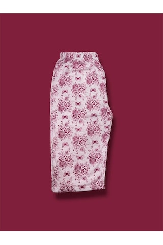 Desenli Penye Diz Altı Büyük Beden Anne Kadın Kapri Gül Desen