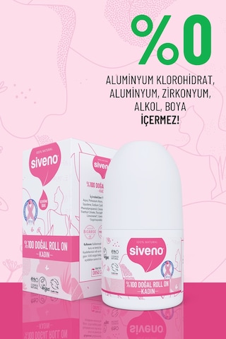 Siveno %100 Doğal Roll On Kadın Deodorant Ter Kokusu Önleyici Bitkisel Leke Bırakmayan Vegan 50 ML
