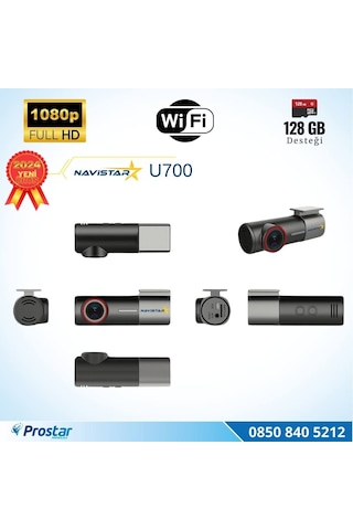 U700 Wifi 1080p 170 Geniş Açı Gece Görüşlü 128 Gb Destekli Akıllı Araç İçi Kamera