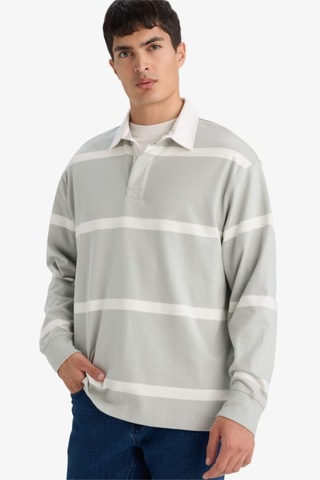 Defacto %100 Pamuk Çizgili Sweatshirt F9832ax26spgn1255 Yeşil-gn1255