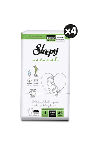 Sleepy Natural Bebek Bezi 1 Numara Yenidoğan Aylık Paket 168 Adet 4'lü