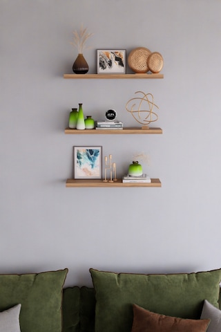 Minimal 3'lü Duvar Rafı Seti Dekoratif Raf 50x15 Cm Atlantik Çam