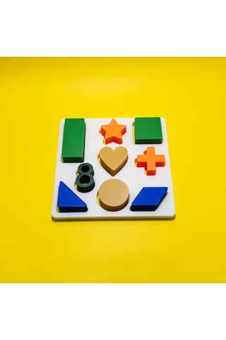 9 Parçalı Kalın Geometrik Bultak - Renk Ve Şekil Öğrenme Montessori Seti, Bebek İnce Motor Oyunu