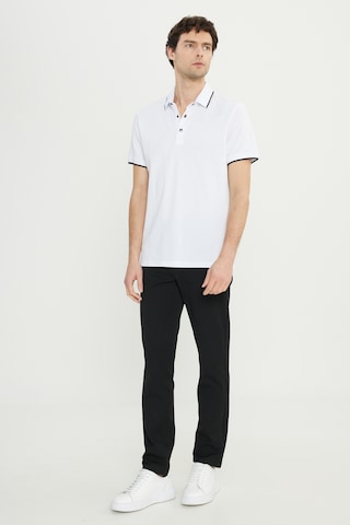 AC&Co / Altınyıldız Classics Erkek Beyaz %100 Pamuk Slim Fit Dar Kesim Polo Yaka Jakarlı Tişört Beyaz