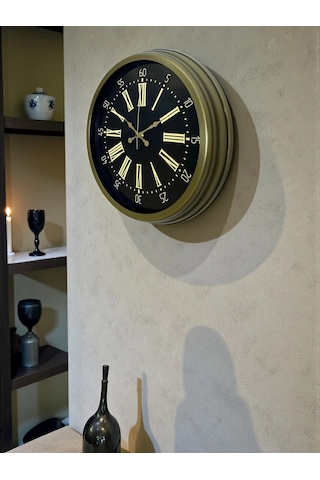 40 Cm Metal Antik Roma Eskitme Duvar Saati Çok Renkli
