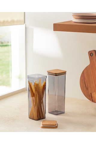 Madame Coco Ahşap Kapaklı 2100 ML Saklama Kabı 2'li Turuncu