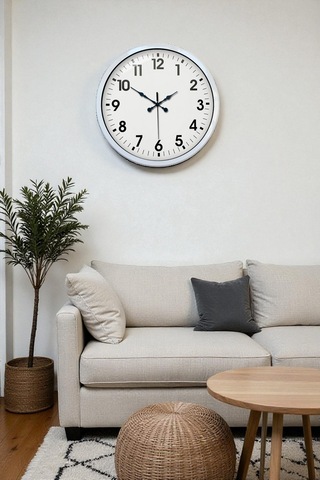 40 Cm Beyaz Metal Standart Duvar Saati Standart Metal Beyaz Kadran