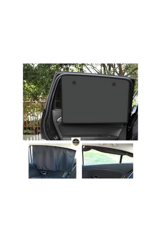 Opel Astra L 2022-2025 İle Uyumlu Oto Güneşlik Yan Cam Perde, 2 Adet, Cırtlı, Siyah, 77x45cm