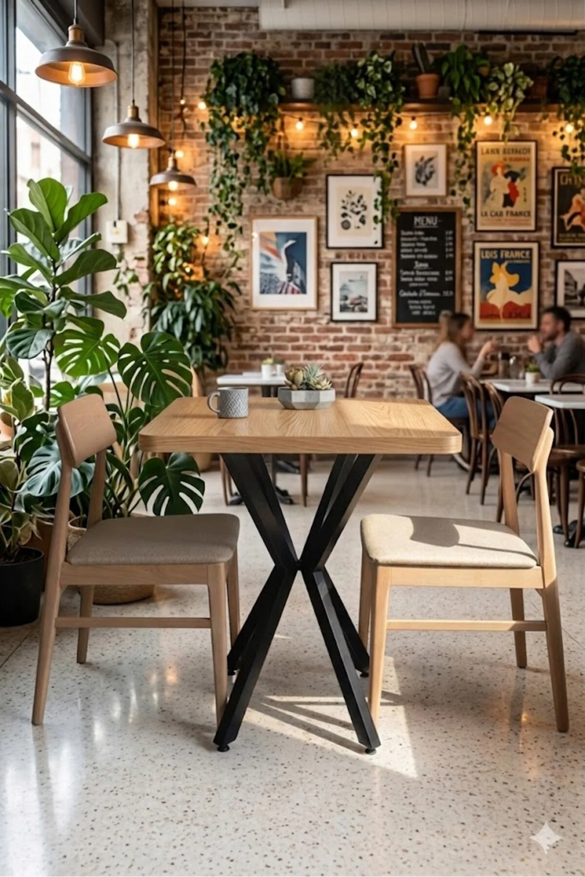 Mutfak Cafe Balkon Bahçe Restoran Yemek Masası 70x70 Metal Ayak Kalınlaştırmalı Atlantikçam