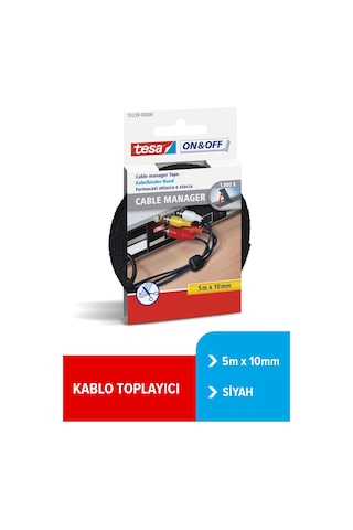 Kablo Toplayıcı, On & Off Cırt Bant, Siyah, 5m X 10mm