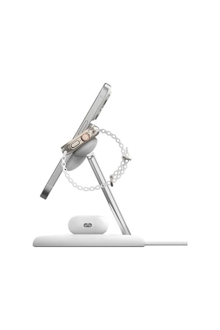 3&apos Ü 1 Arada Manyetik Magsafe Uyumlu Qi2 15w Kablosuz Şarj Standı, İphone 16, 15, 14 Ve 13 Serisi, Airpods, Apple Watch Vb. İçin Hızlı Şarj Özellikli İphone Şarj Cihazı Psu Dahil - Beyaz