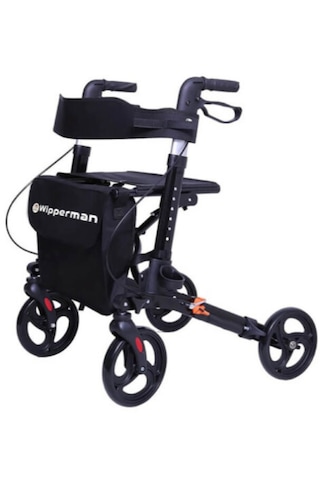 Alüminyum Lüks Rolator Yürüteç Siyah