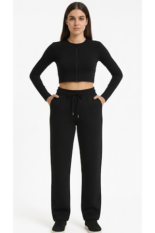 Axxel Kadın Siyah İnterlok Eşofman Altı-p2273 Siyah