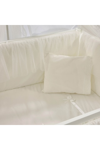 Meltem Kids Mondo Sallanır Ahşap Anne Yanı Beşik 60x120 cm (beyaz-ekru) Ekru