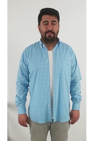 Tousus Regular Fit Pitikareli Likralı Erkek Gömlek Kls-4005-tss Turkuaz