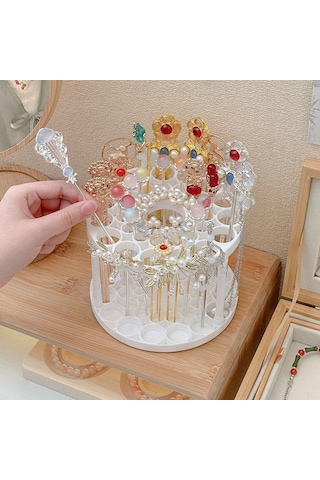 45 Gözlü Toka Saklama Kutusu Çok Fonksiyonlu Büyük Kapasiteli Makyaj Fırçası Saklama Kutusu Masa Düzenleyici Takı Sergileme Standı Diğer