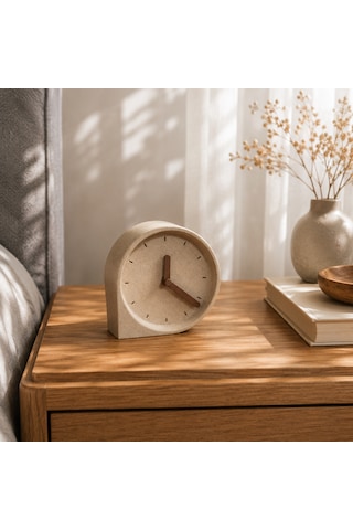 Cove Clock Dekoratif Masa Saati Modern 3d Baskı Saat Açık Ahşap