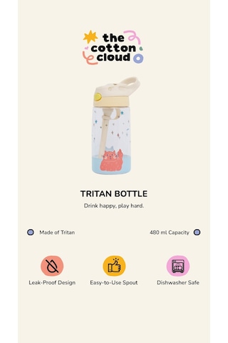 The Cotton Cloud - Meowful Cats 480ml Tritan Gizli Pipetli Suluk Çok Renkli
