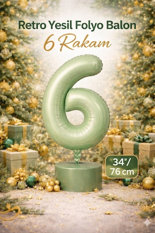 Yeşil 6 Rakam Folyo Balon 76cm Yeşil