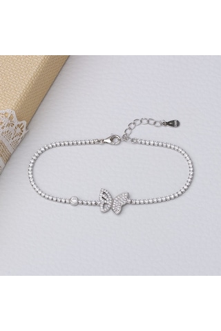 Kelebek Model 925 Ayar Gümüş İnce Suyolu Kadın Bileklik Gümüş