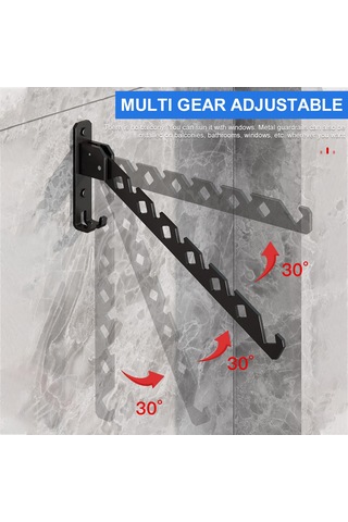 Yaleker Duvar Tipi Çekirdekli Kurutma Rafı - Açılır-kapanır, Açı Ayarlanabilir, Yüksek Dayanıklı - Banyo, Balkon, Çamaşır Odası İçin Siyah Siyah