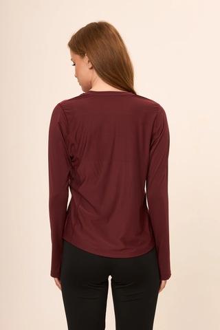 Zoor Kadın Uzun Kol Compression Fitness Gym Spor Body Tshirt Bordo