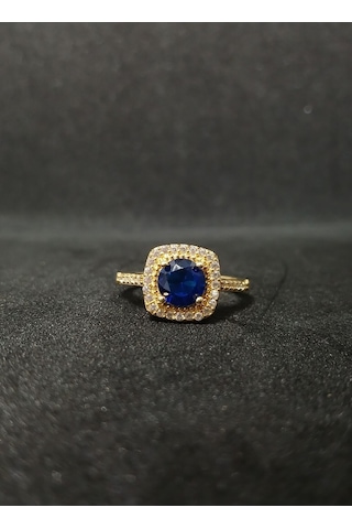 Safir Taşlı Gümüş Yüzük - 925 Ayar Baget Model Zarif Tasarım" Gümüş