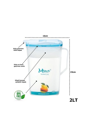 Moonstar Kilitli Koku Geçirmez Sürahi 2 Litre Su-808