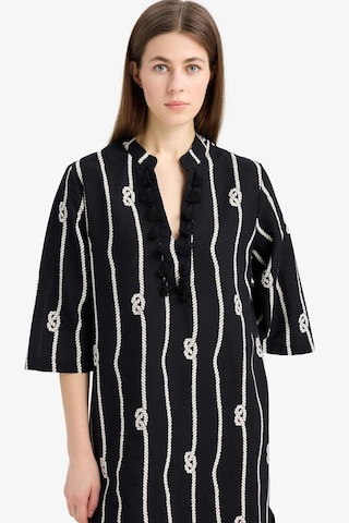 Defacto Regular Fit Desenli Pamuklu Midi Plaj Elbisesi-fall İn Love E5099ax25spbk27 Siyah