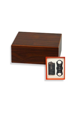 Cedar Alman Humidor Puro Kutusu Karbon Çakmak Kesici Seti