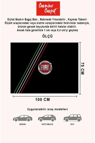 Dijital Baskı Dekoratif Fiat Desen Araba Bagaj Matı Yıkanabilir Bagaj Havuzu