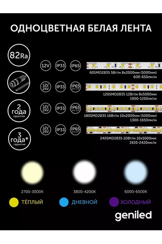 Geniled 12v 60 Led/m 4000k 5m Nötr Beyaz Led Şerit 161496231 Beyaz
