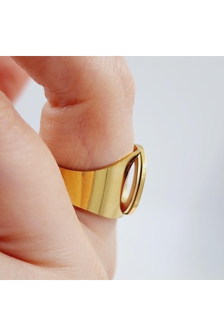 Çelik Gold Düz Kesim Harf Yüzük -c Harfi- Ayarlı Ölçü-1890 Altın