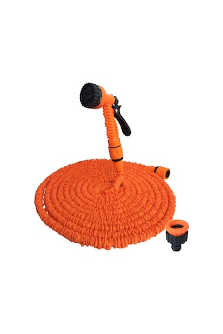 Jeemson Ev Ve Bahçe İçin Turuncu 7.5m Genişletilebilir Su Hortumu, Yüksek Basınçlı Fıçı Ve Bağlantı Aksesuarlarıyla Tam Set Turuncu