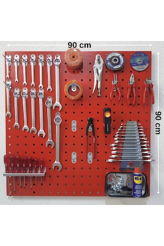 90 Cm Metal Askı Panosu Ve Kanca + Tornavidalık + Anahtarlık Seti 90