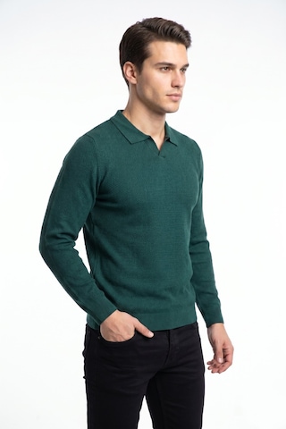Foterman Erkek Spor Polo Yaka Mevsimlik Kazak Bgl-st05444 Yeşil