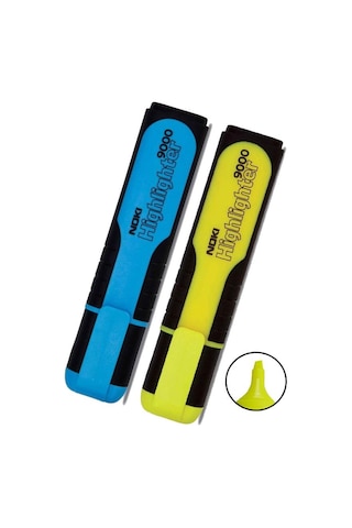Fosforlu İşaret Kalem Sarı Mavi 1 Adet Noki Hıghlıghter 2 Renk Fosforlu İşaretleme Kalemi Neon Renkler Çok Renkli