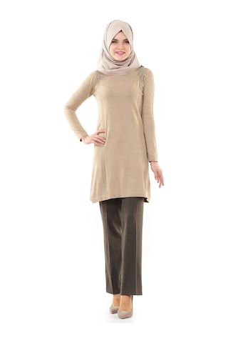 Soralline Kadın Büyük Beden Pantalon 1548 Kahverengi