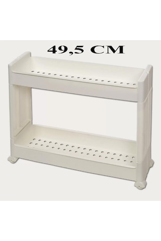 Slim Organizer 2 Katlı Plastik Banyo / Mutfak Düzenleyici Raf Beyaz 49,5 14 45 Cm Beyaz