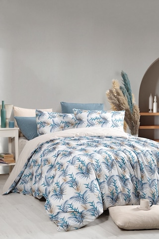 Lastikli Çarşaflı Tek Kişilik Nevresim Takımı Monblue Mavi