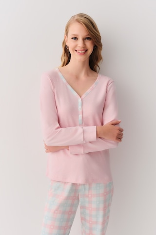 Suwen Cute Pijama Takımı Sh26262660651 Pembe Ekoseli