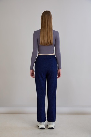 Sortie Collection Simli Örme Pantolon İndigo
