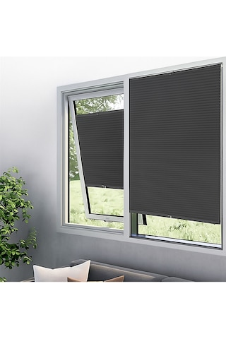 Perdema Kancalı/vidalı Honeycomb Plise %100 Karartma Cam Balkon Perdesi - Ofis Perdesi - Mutfak Perdesi Koyu Gri