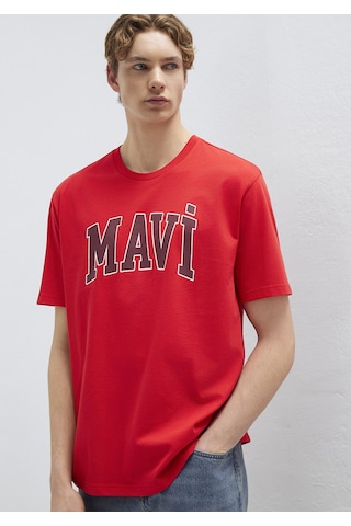 Mavi - Mavi Logo Baskılı Kırmızı Tişört 0611711-70467