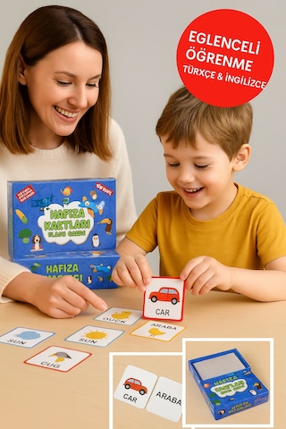 Hafıza Kartları Flash Cards 108 Parça Türkçe İngilizce Kelime Oyunu Zeka Ve Dikkat Gelişimi