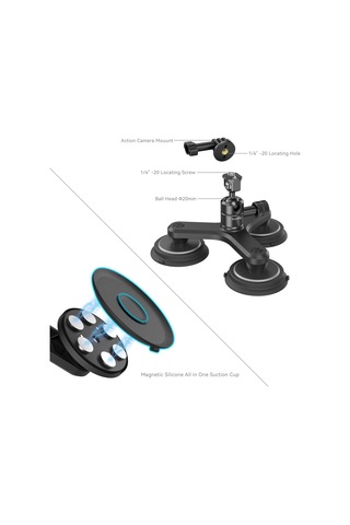 Smallrig 4468 Üçlü Manyetik Vakumlu Montaj Destek Seti Aksiyon Kameraları İçin Siyah