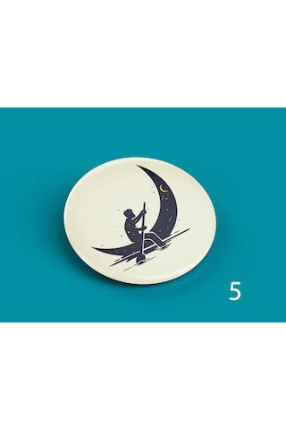 58 Mm Buton Açacaklı Anahtarlık Yuvarlak Baskılı Anahtarlık Ay Sandallı Adam Çok Renkli