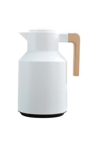 Hallow Termal Kahve Sürahi Çift Duvarlı Termal Sürahi Ahşap Beyaz 1 L